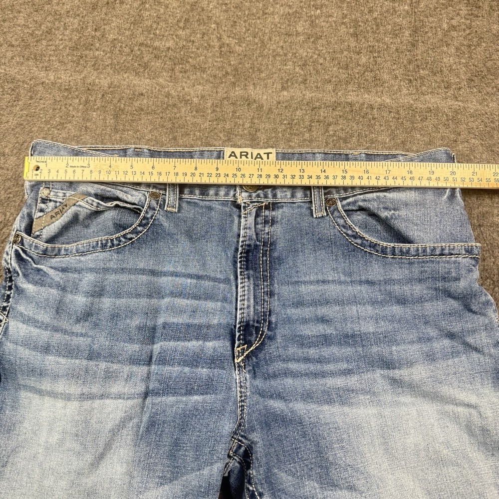 Ariat Rebar M4 Jeans Mens 42x34 Relaxed Boot Cut Workwear Distressed Whiskers - Picture 5 of 9